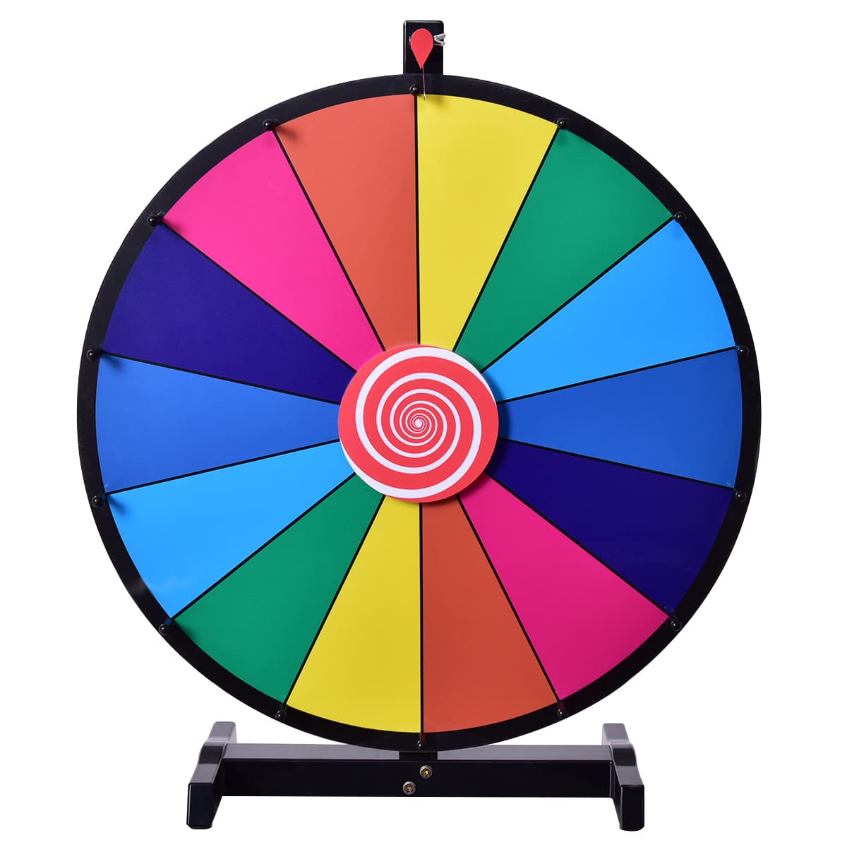 Costway Jeu de Roue de la fortune de table 24 pouces (φ 60cm) personnalisable jeux de société avec stylo effaçable, 2 pointeurs